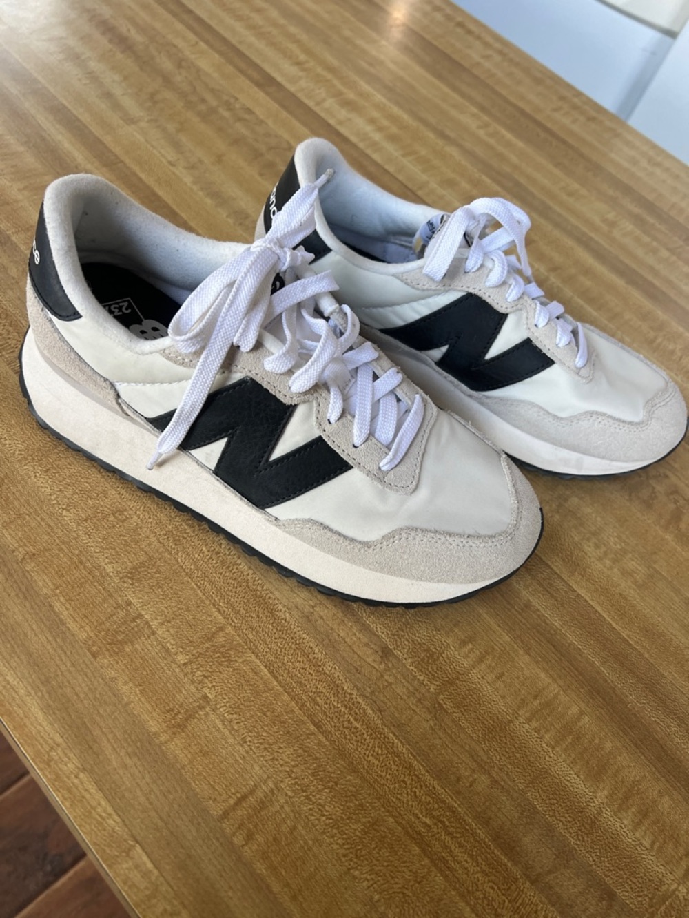 New Balance Cream and Black Retro Runner Sneakers